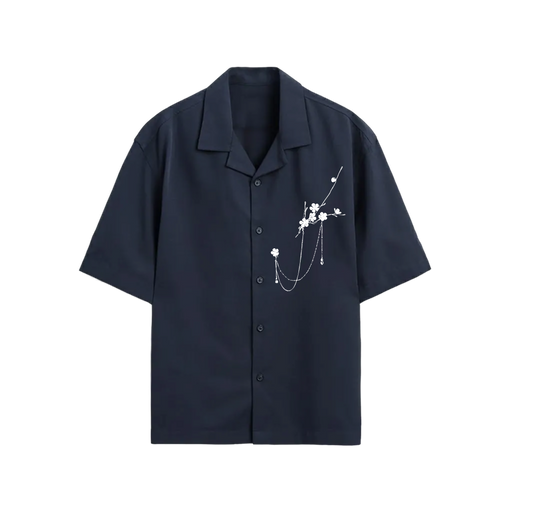 Void Bloom Club Blue Bowling Shirt
