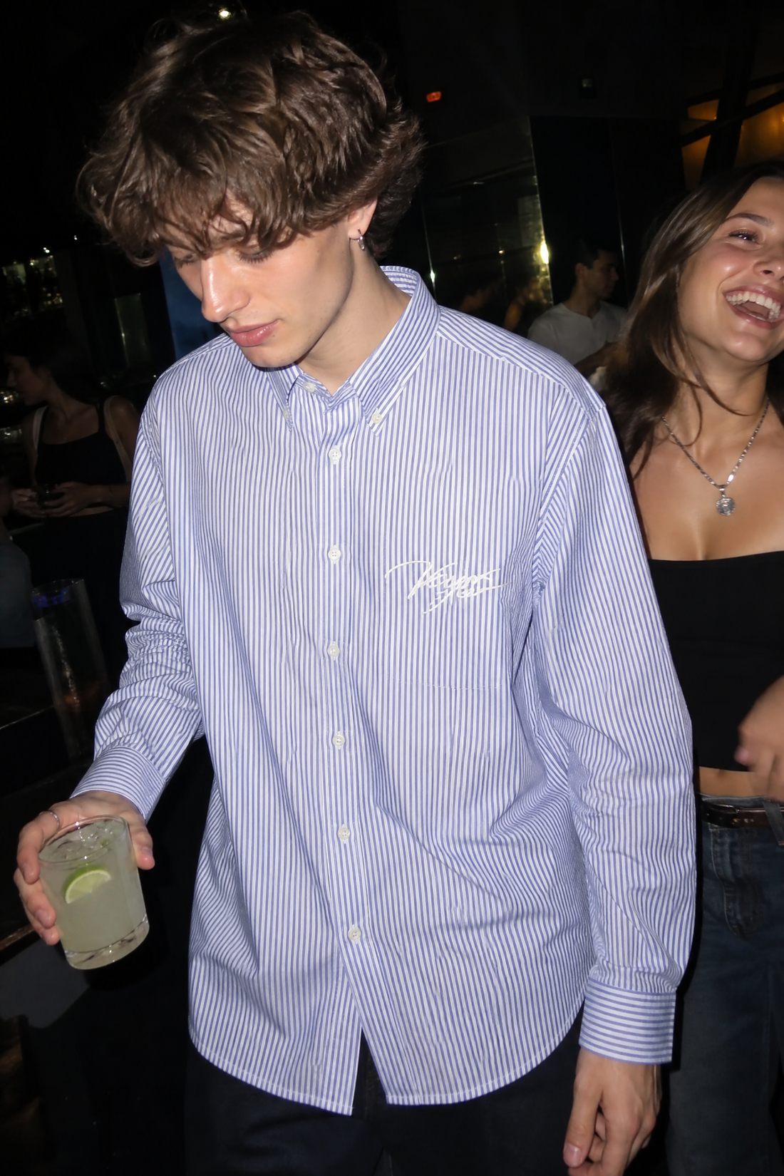 Voyd Go Big Or Go Home Blue Stripe Shirt