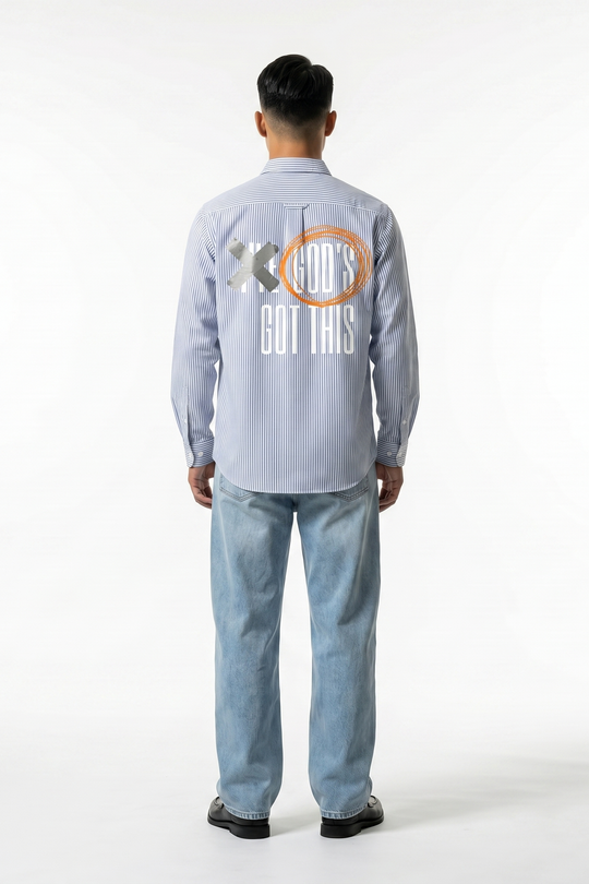 Voyd God's Got This Blue Stripe Shirt