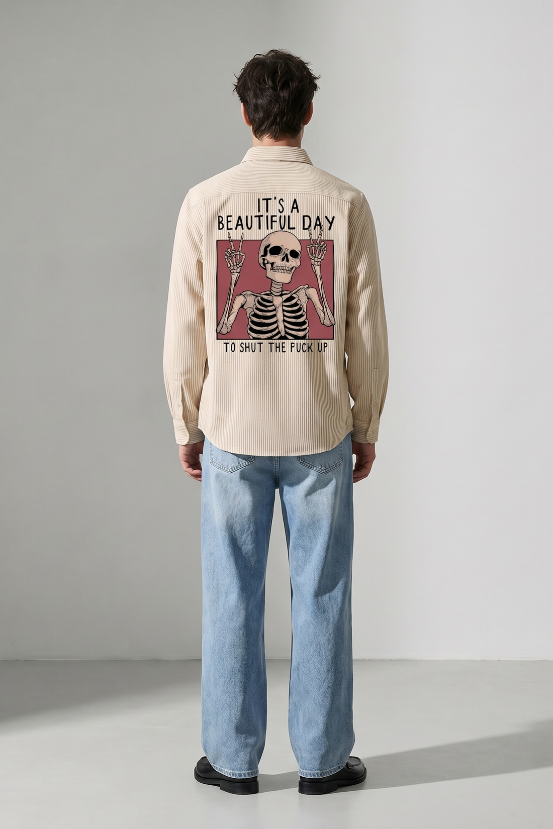 Voyd it's a Beautiful Day Beige Stripe Shirt