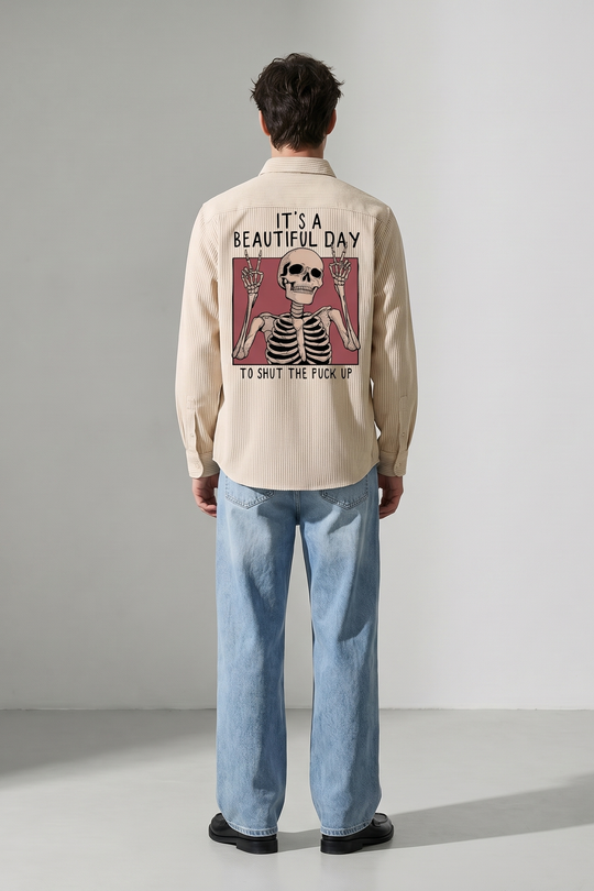 Voyd it's a Beautiful Day Beige Stripe Shirt