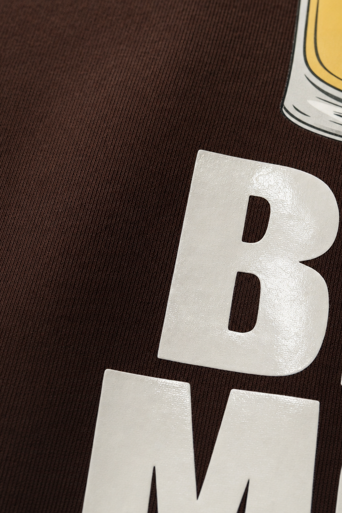 Close-up fabric detail - Voyd Beer Mode Brown t-shirt