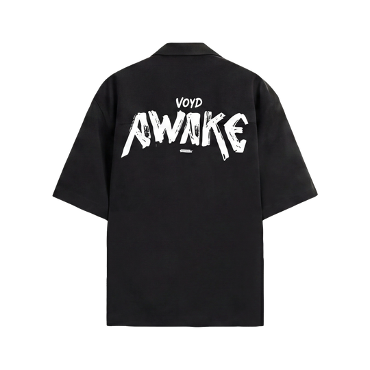 Void The Awake Pattern Black Bowling Shirt