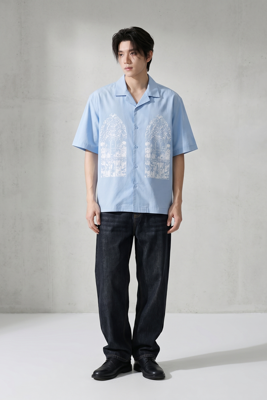 Void Silent Riot Ice Blue Bowling Shirt