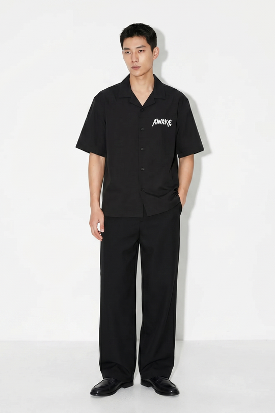 Void The Awake Pattern Black Bowling Shirt