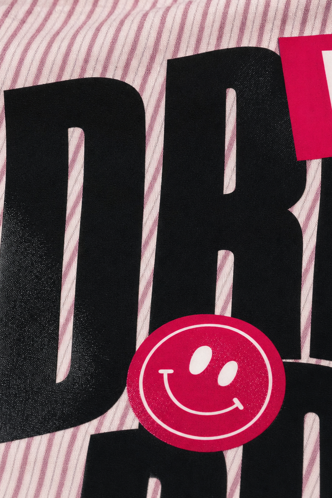 Close-up fabric detail - Voyd Dream Plan Pink Stripe Shirt
