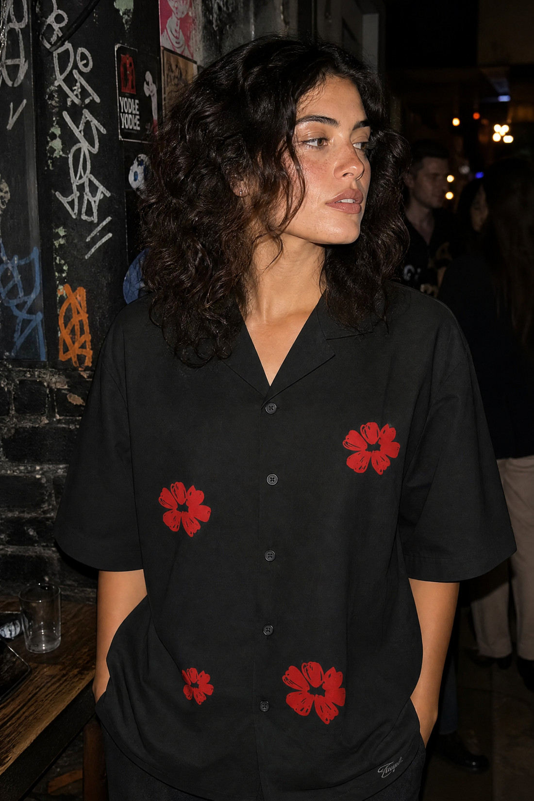 Void Elegy in Red Black Bowling Shirt