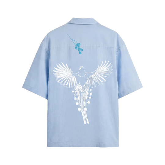 Void Obsidian Wings Ice Blue Bowling Shirt
