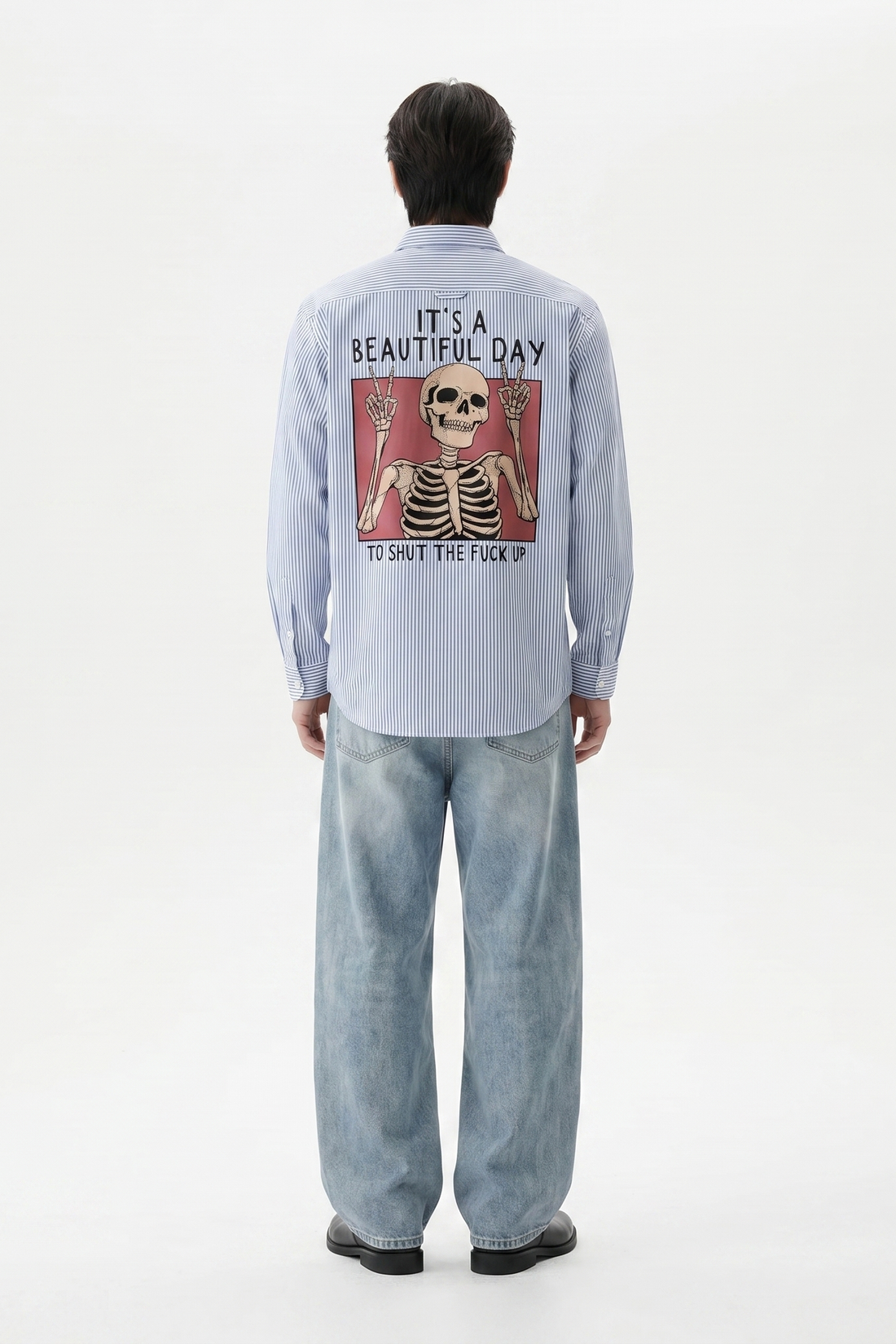 Voyd it's a Beautiful Day Blue Stripe Shirt