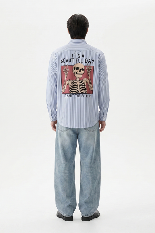 Voyd it's a Beautiful Day Blue Stripe Shirt