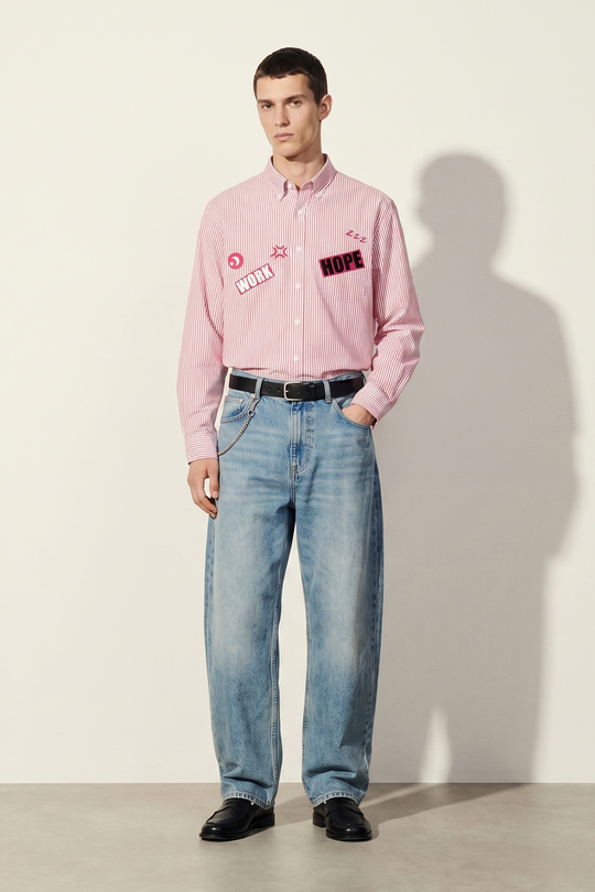 Voyd Less Talk Pink Stripe Shirt