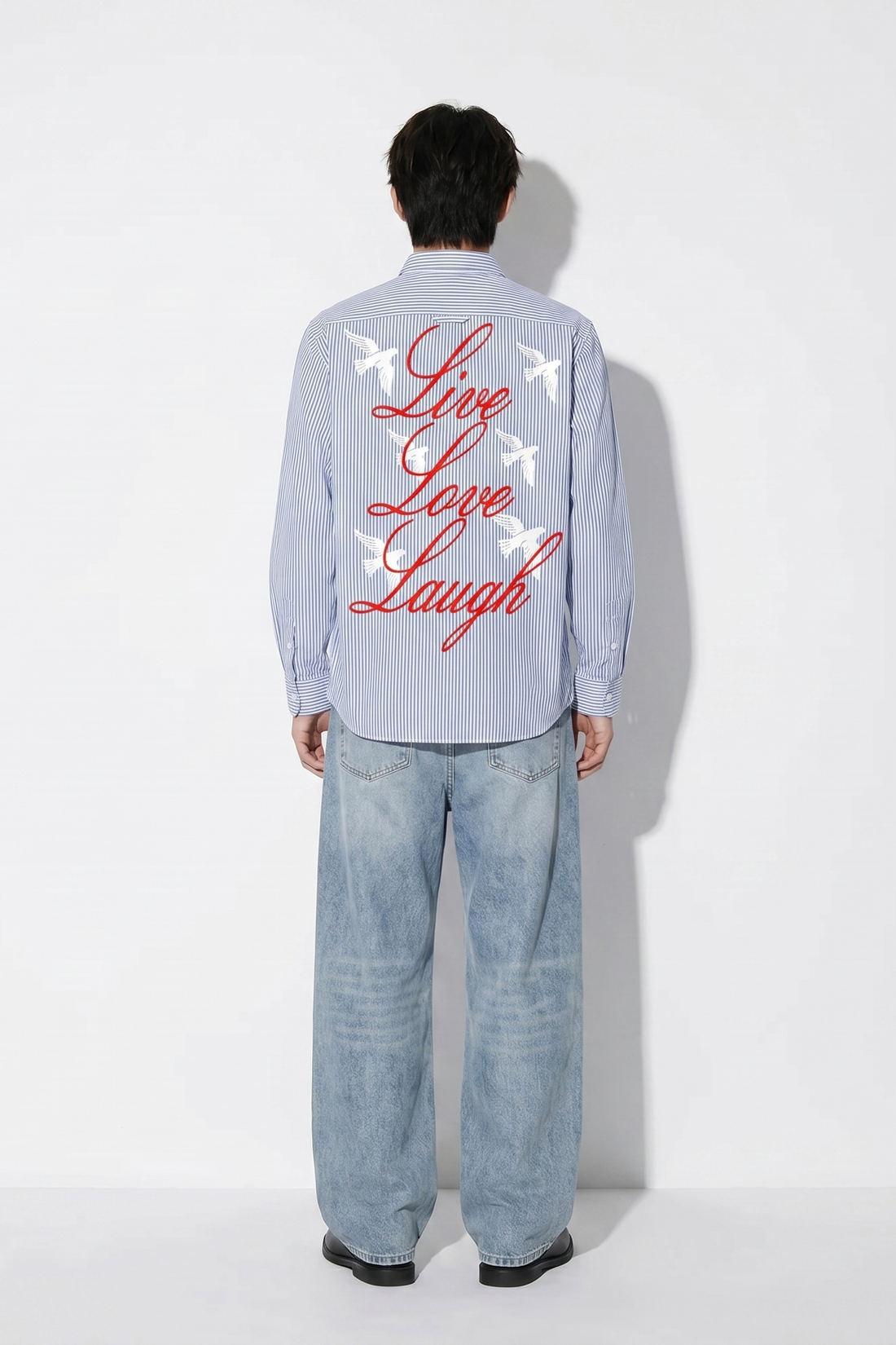 Voyd Love Laugh Blue Stripe Shirt