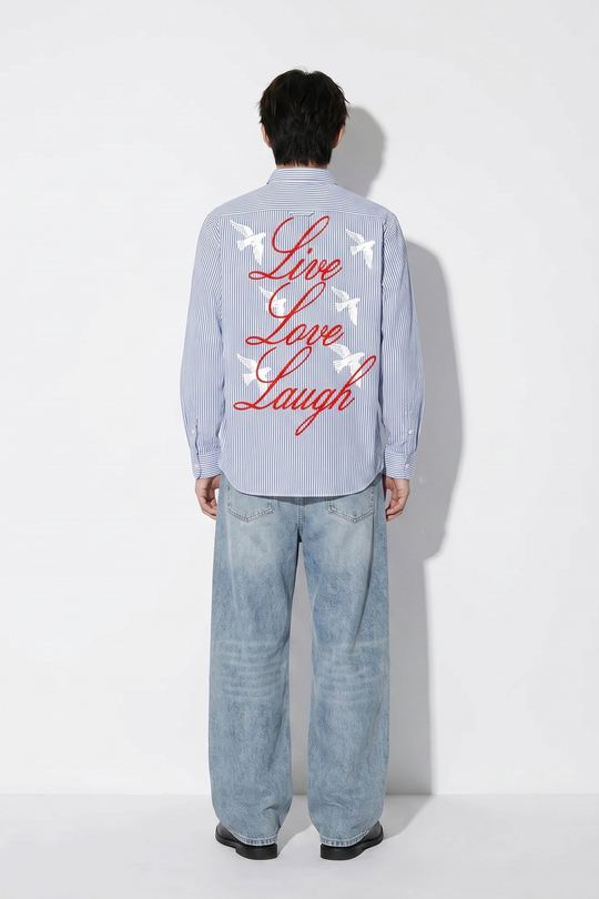 Voyd Love Laugh Blue Stripe Shirt