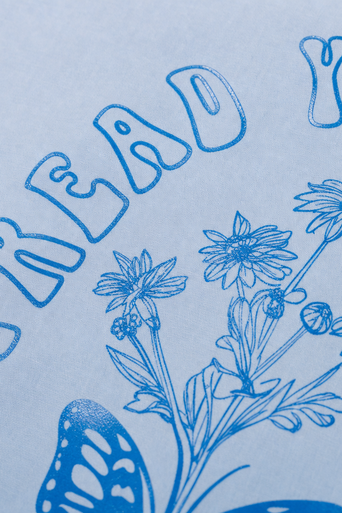 Close-up fabric detail - Void Blue Butterfly Ice Blue Bowling Shirt