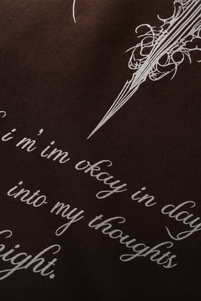 Close-up fabric detail - Voyd Holy Chaos Brown T-shirt