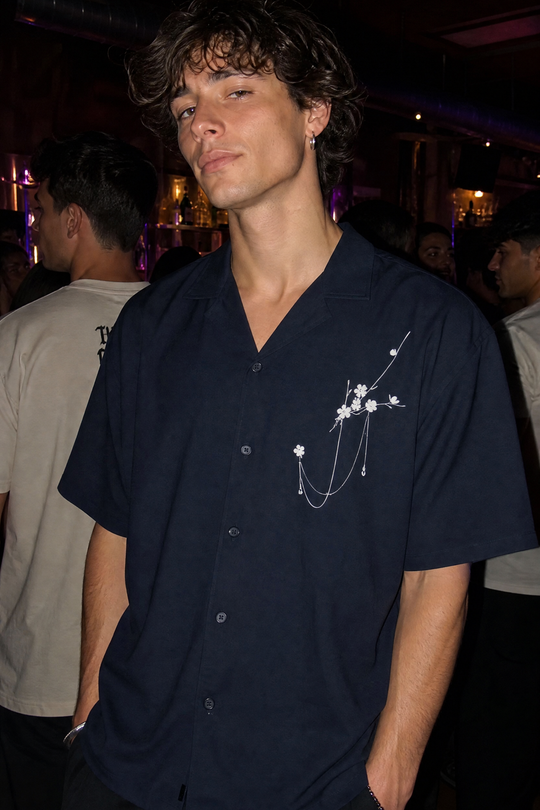 Void Bloom Club Blue Bowling Shirt