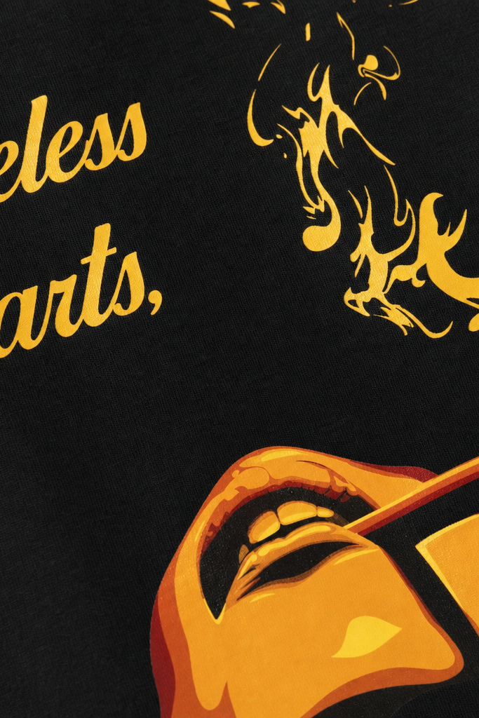 Close-up fabric detail - Voyd Mindless Thought Black T-shirt