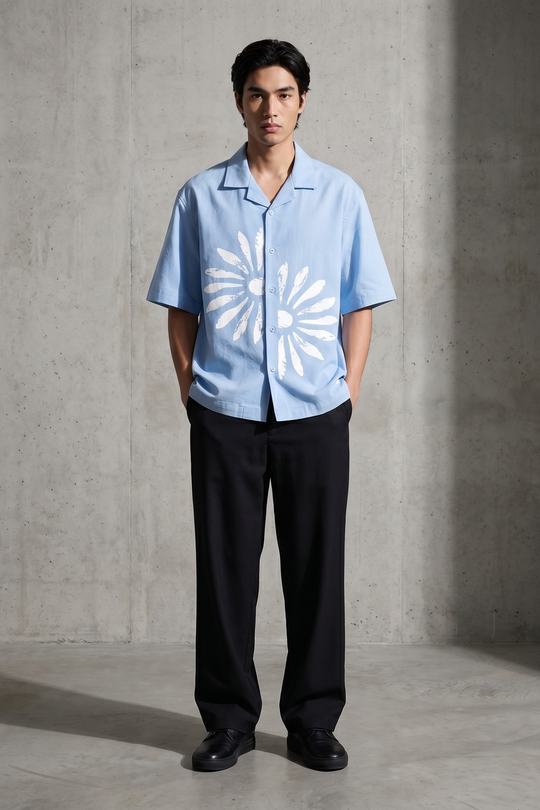 Void Petal Syndicate Ice Blue Bowling Shirt