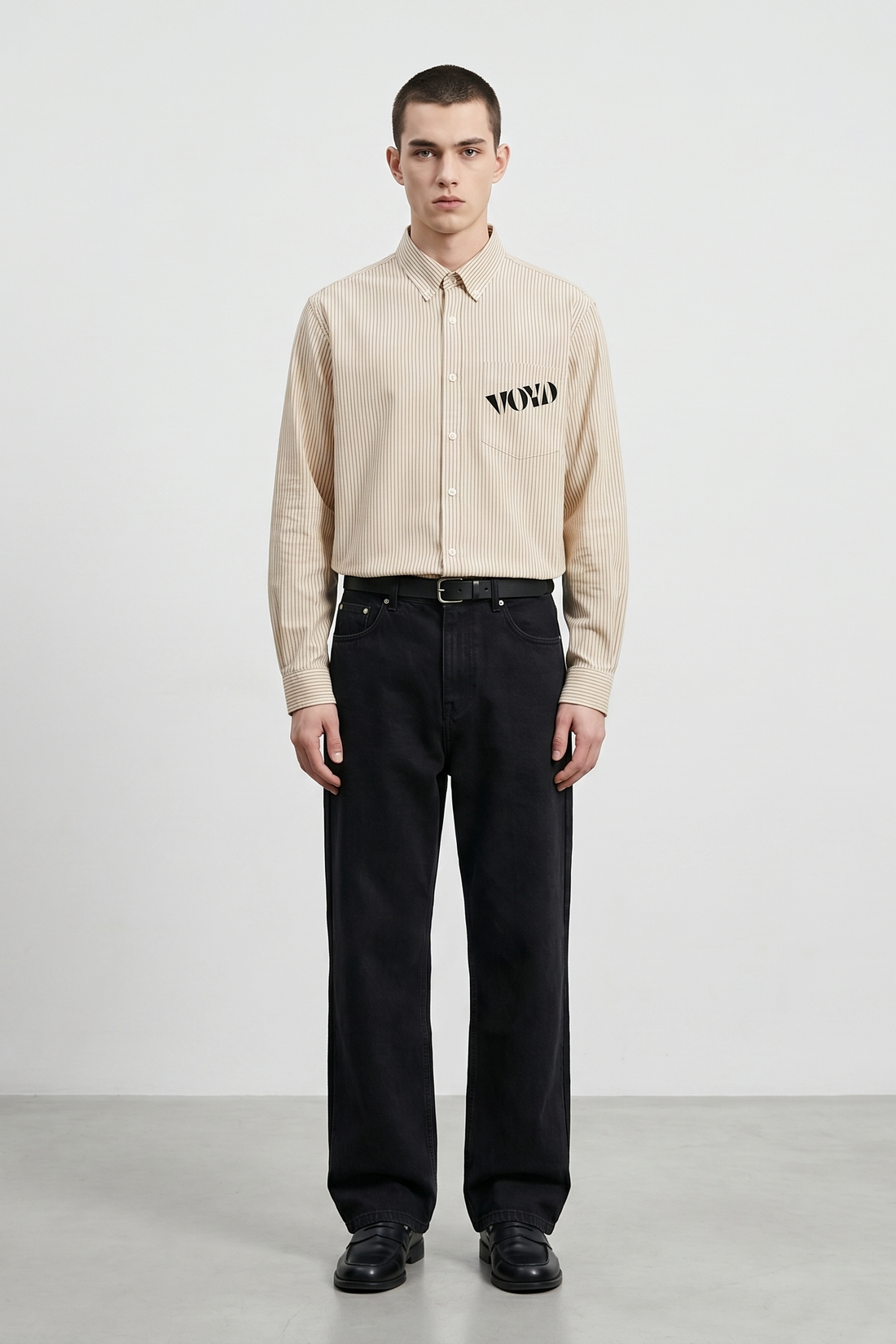 Voyd Be Weird Beige Stripe Shirt
