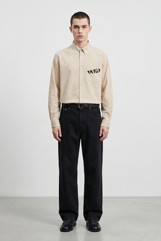 Voyd Be Weird Beige Stripe Shirt