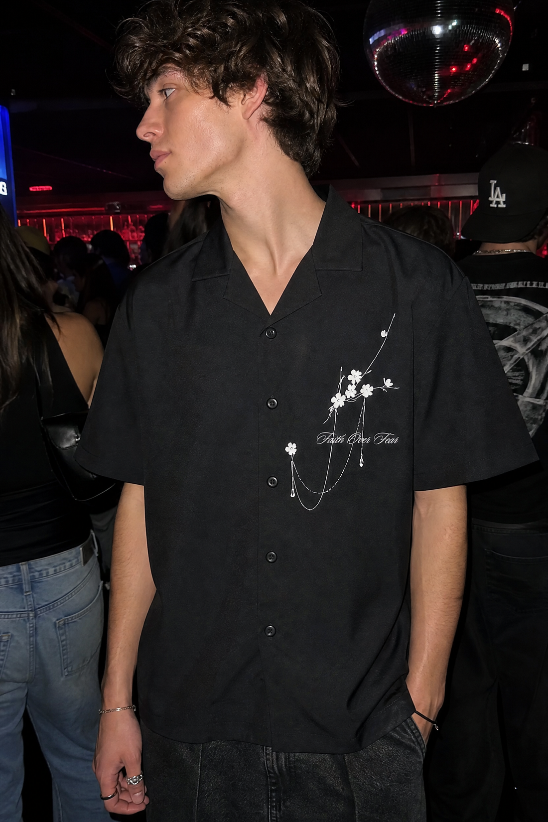 Void Bloom Club  Black Bowling Shirt