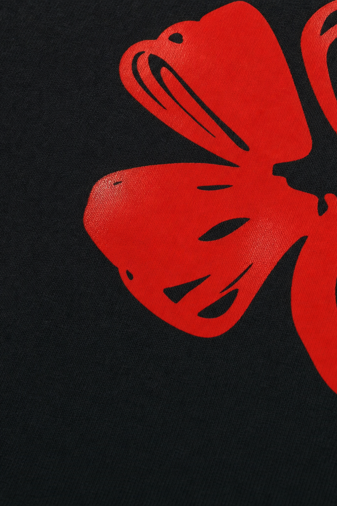 Close-up fabric detail - Void Elegy in Red Black Bowling Shirt