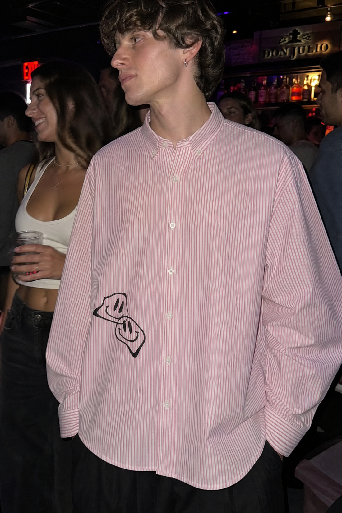 Voyd I don't get close Pink Stripe Shirt