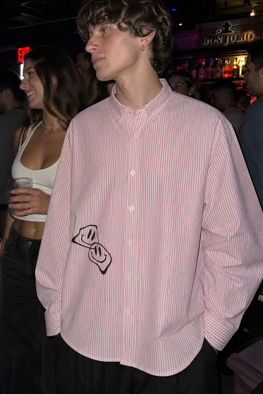 Voyd I don't get close Pink Stripe Shirt