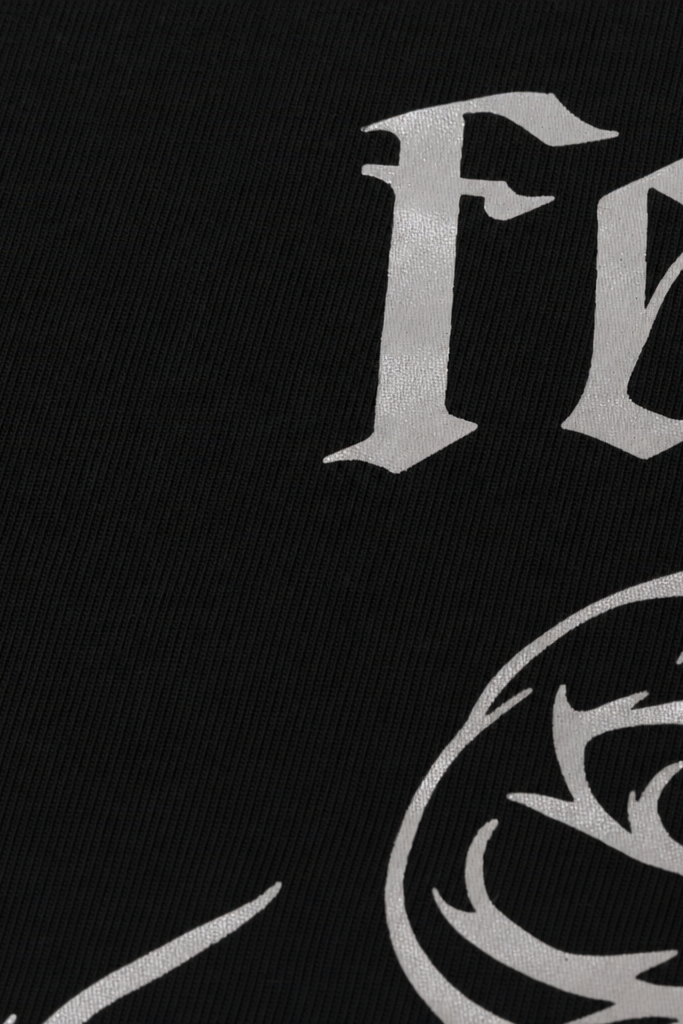 Close-up fabric detail - Voyd Fear Less Black T-shirt
