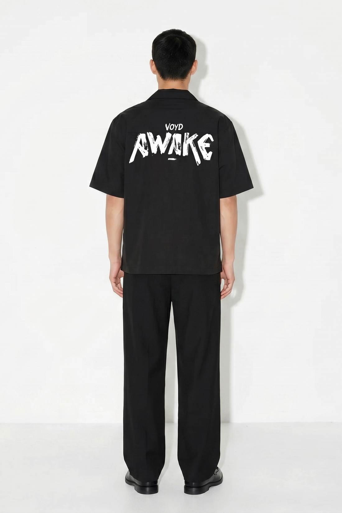 Void The Awake Pattern Black Bowling Shirt