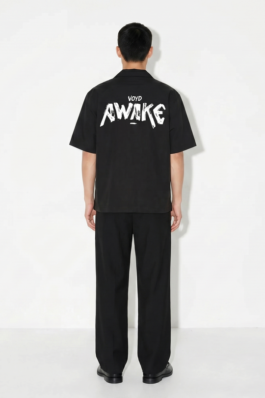 Void The Awake Pattern Black Bowling Shirt