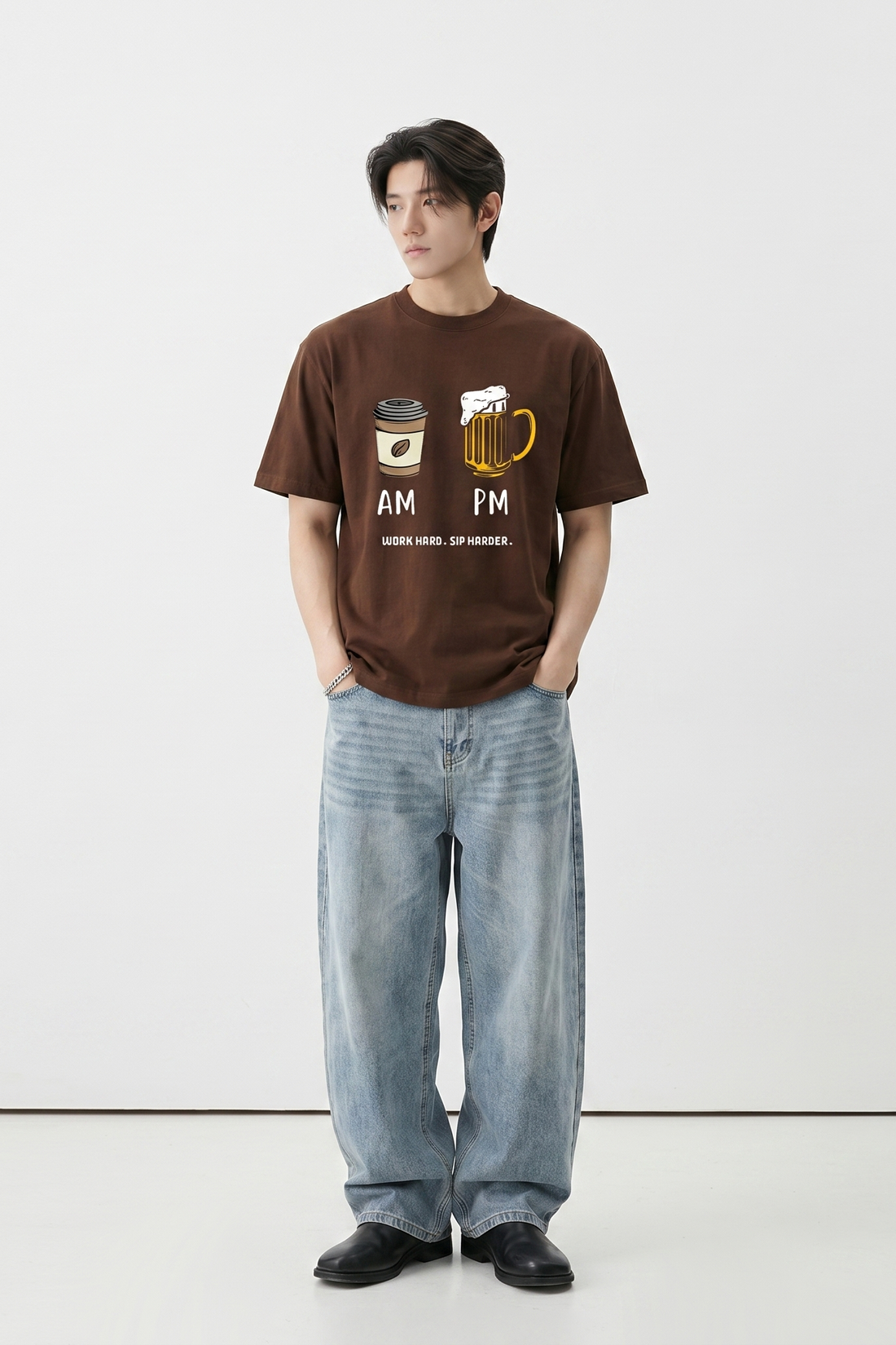 Voyd AM PM Routine Brown t-shirt