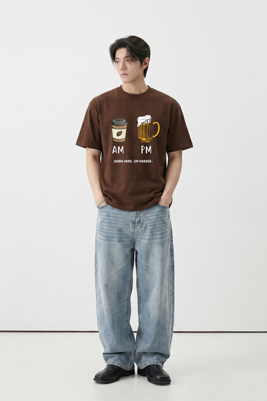 Voyd AM PM Routine Brown t-shirt