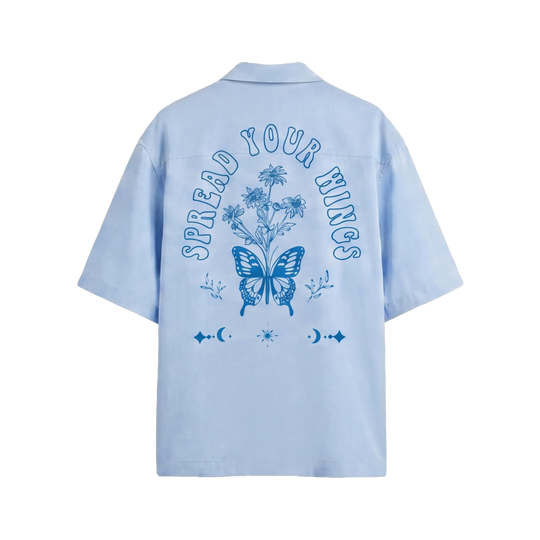 Void Blue Butterfly Ice Blue Bowling Shirt