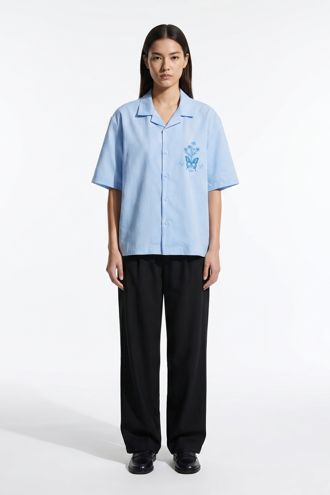 Void Blue Butterfly Ice Blue Bowling Shirt