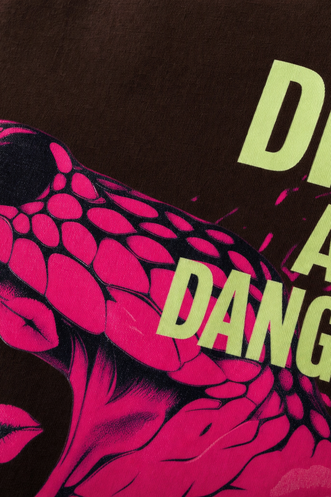 Close-up fabric detail - Voyd Venom Divine Brown T-shirt