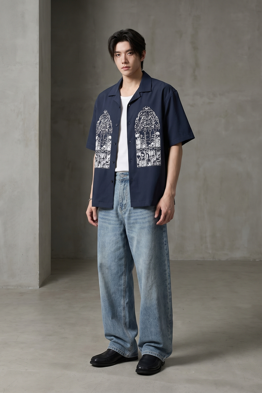 Void Silent Riot Blue Bowling Shirt