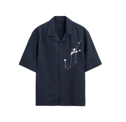 Void Bloom Club Blue Bowling Shirt