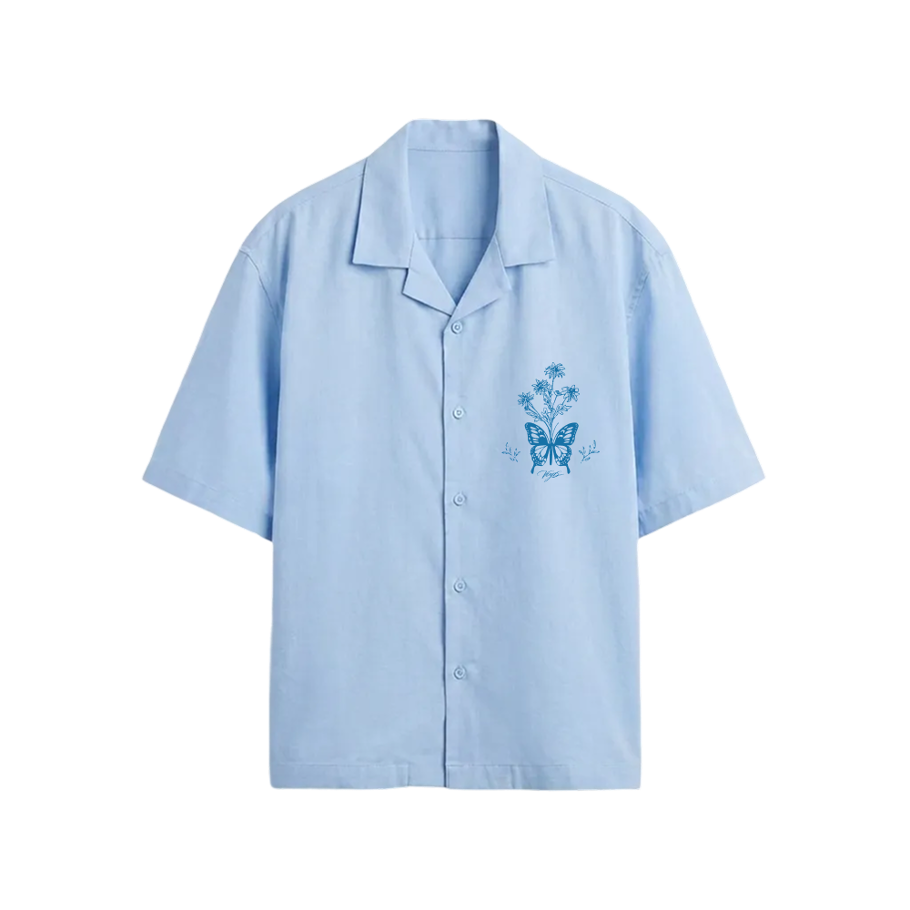 Void Blue Butterfly Ice Blue Bowling Shirt