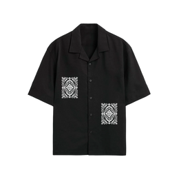 Void Ritual Print Black Bowling Shirt