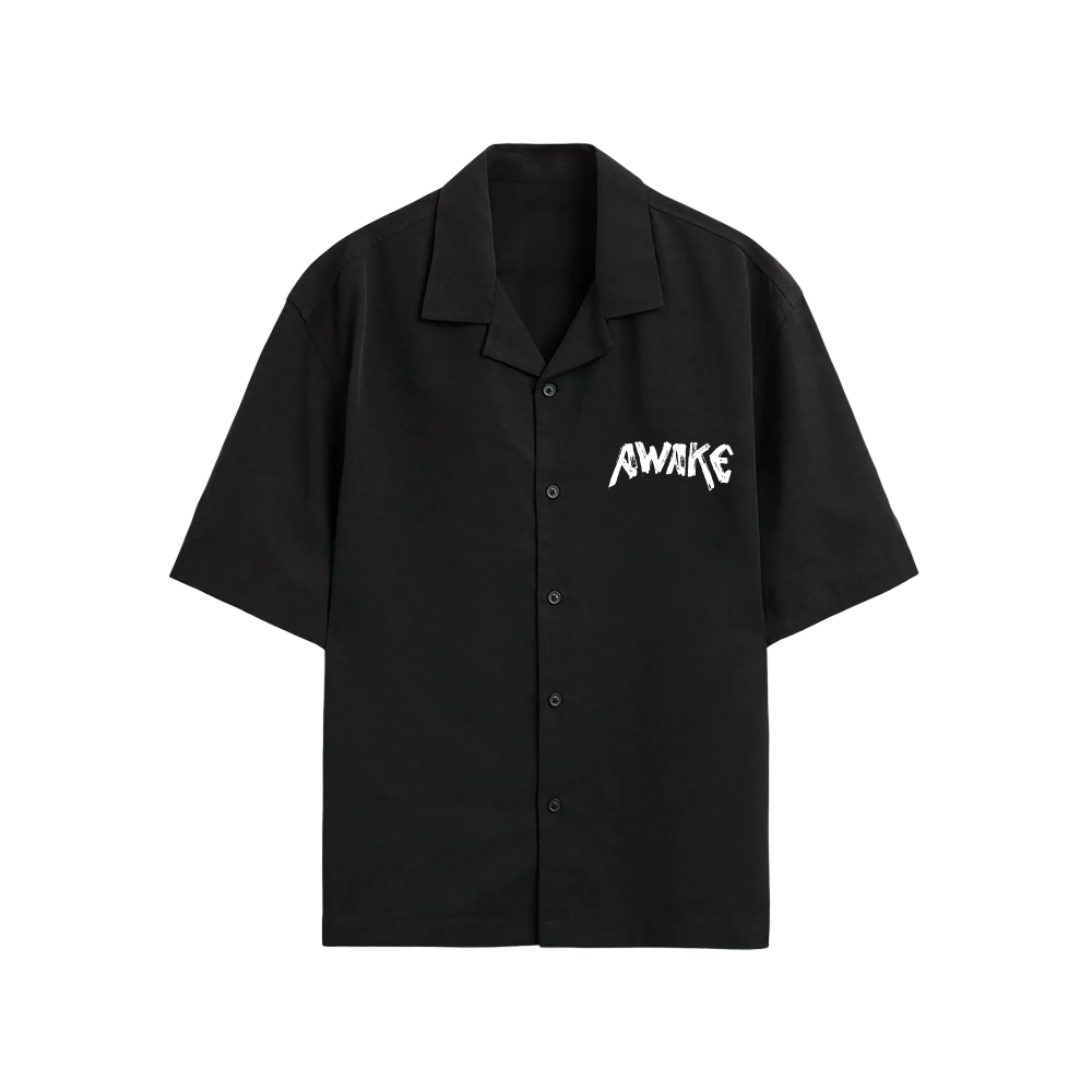 Void The Awake Pattern Black Bowling Shirt