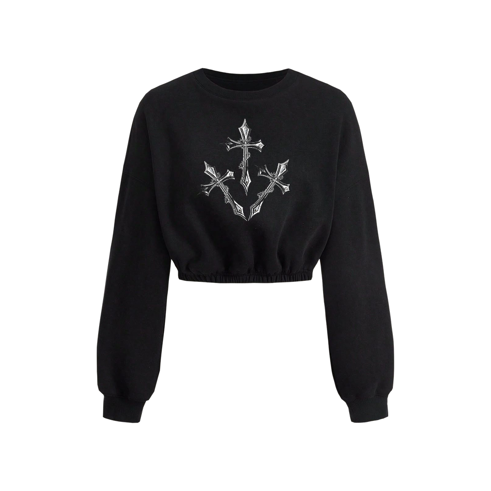 Voyd Abyss Cross Cropped Crewneck Black Top