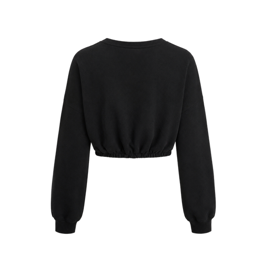 Voyd Abyss Cross Cropped Crewneck Black Top