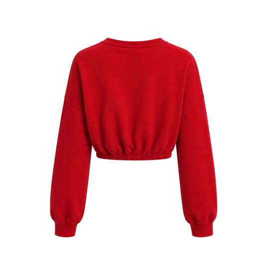 Voyd Abyss Cross Cropped Crewneck Red Top