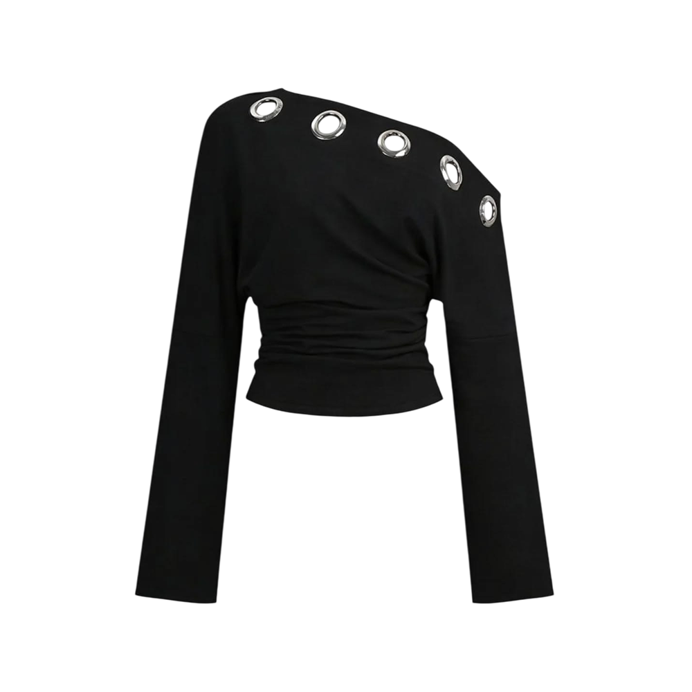 Voyd Asymmetrical black grommet top.