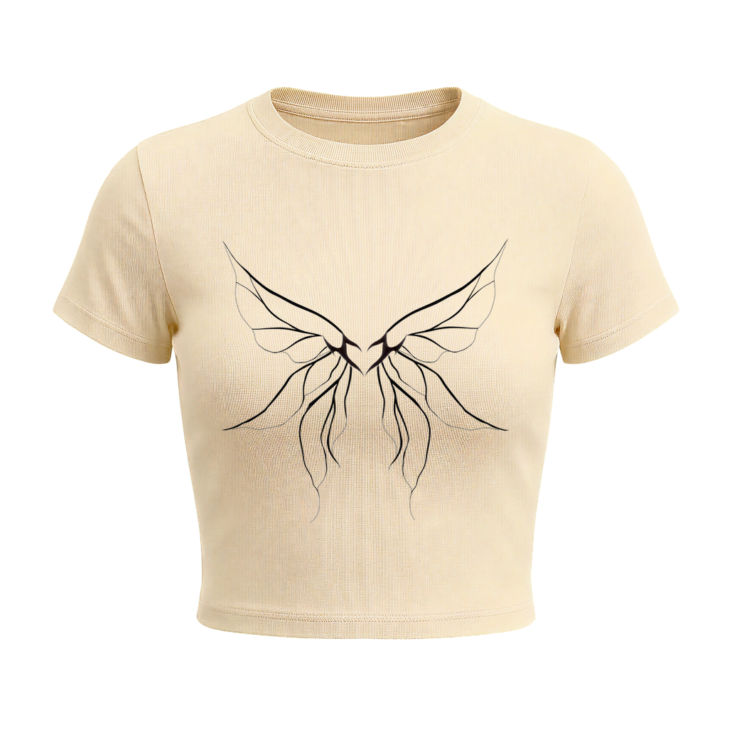 Voyd Black Silk baby Tee butter yellow
