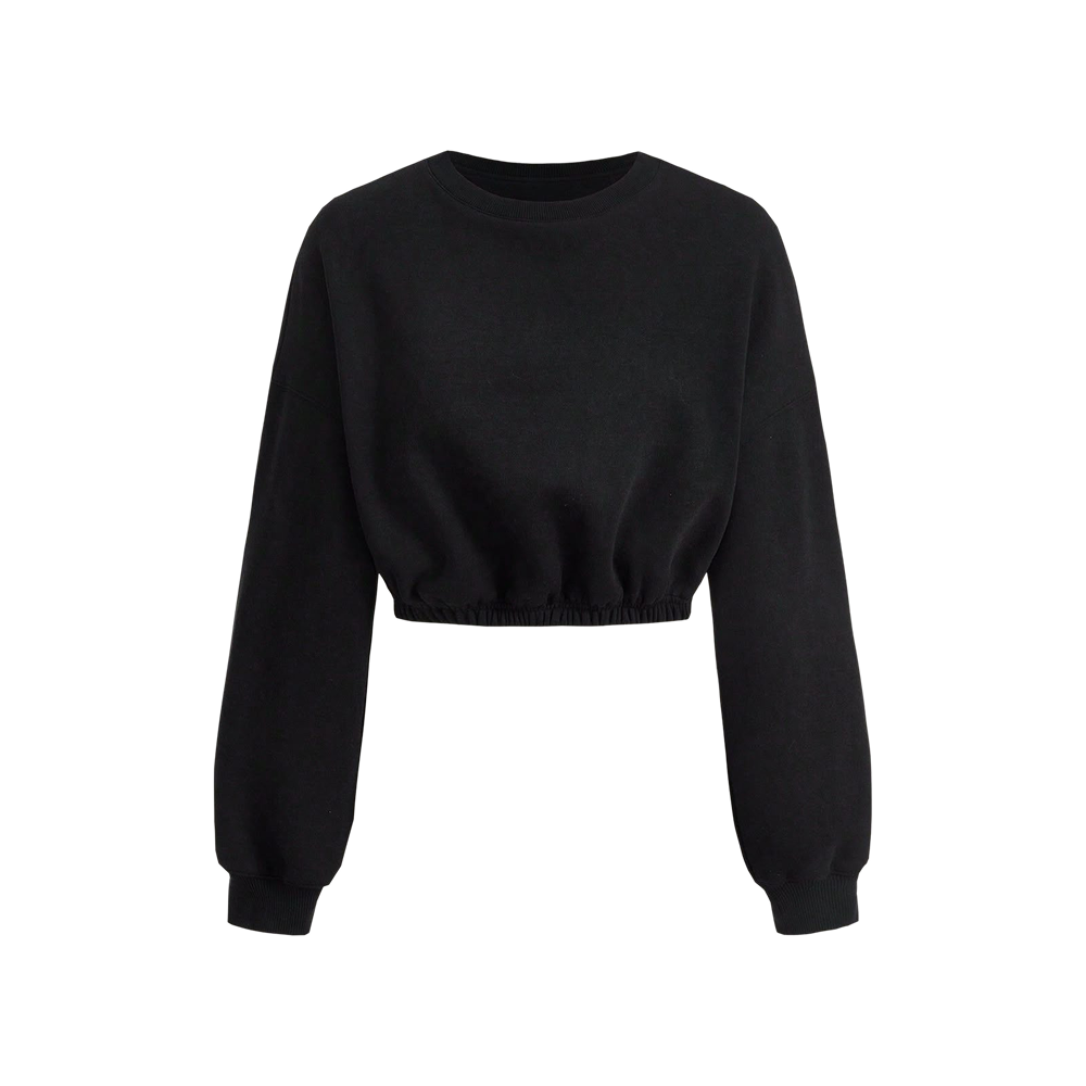 Voyd Cropped  Crewneck Black Top