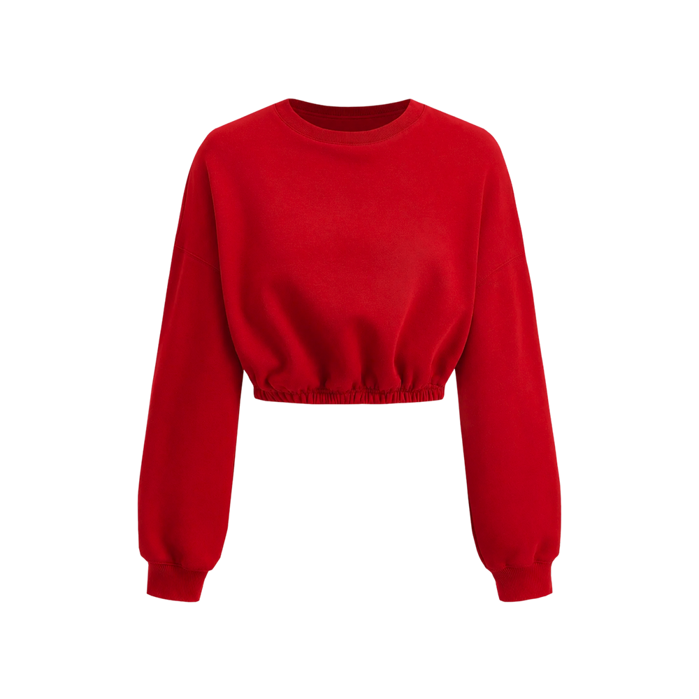 Voyd Cropped  Crewneck Red Top