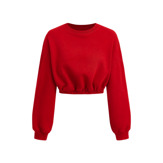Voyd Cropped  Crewneck Red Top