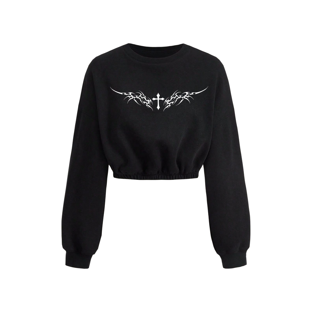 Voyd Crossfire Cropped Crewneck Black Top